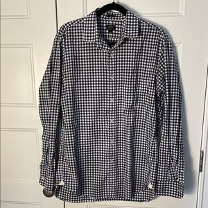 J. Crew Ludlow Navy and White Casual Button Down Shirt with Gingham Pattern